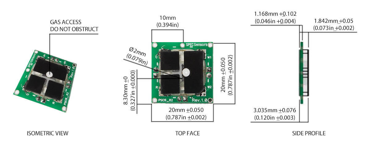 Prana Air H2S Sensor Dimension