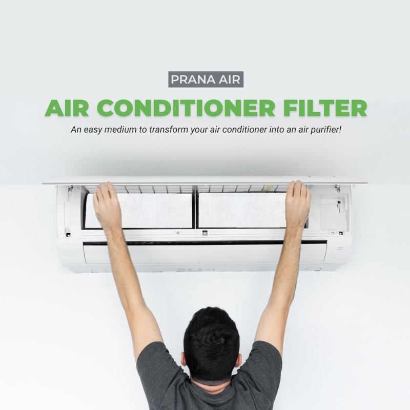 Filtro de aire acondicionado instalado en un AC