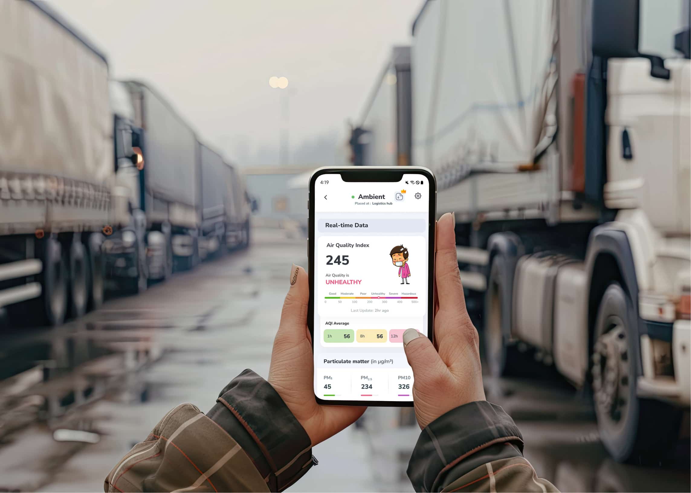 aqi mobile app tracking air quality for logistics business