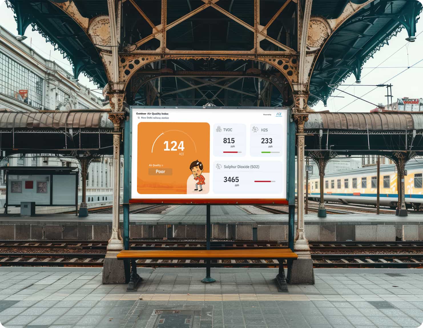 données sur la qualité de l'air sur l'application TV dans la gare