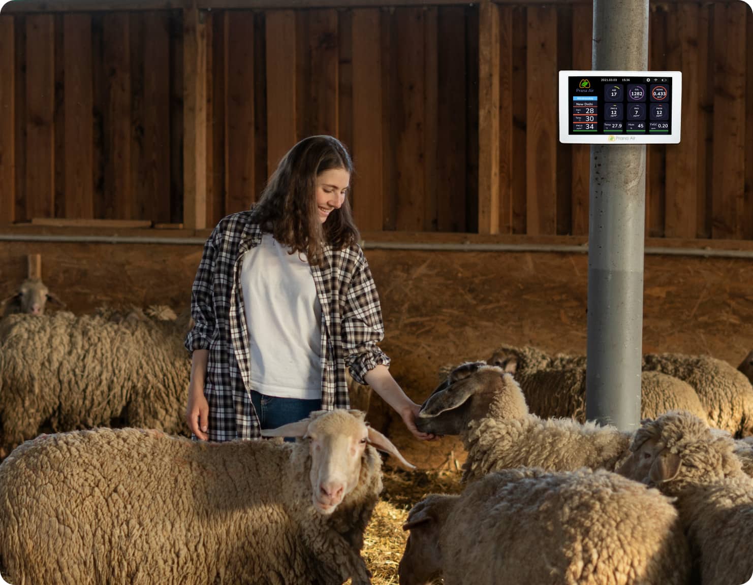 moniteur de qualité de l'air intérieur prana air pour les installations animales